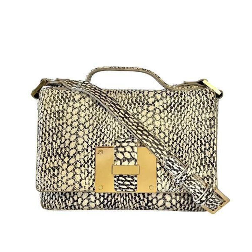 India Hicks Lady P Snake Print Leather Satchel Bag Crossbody Handbag